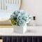 Faux Hydrangea Flower Arrangement in Ceramic Vase – Artificial Flowers for Home Decor